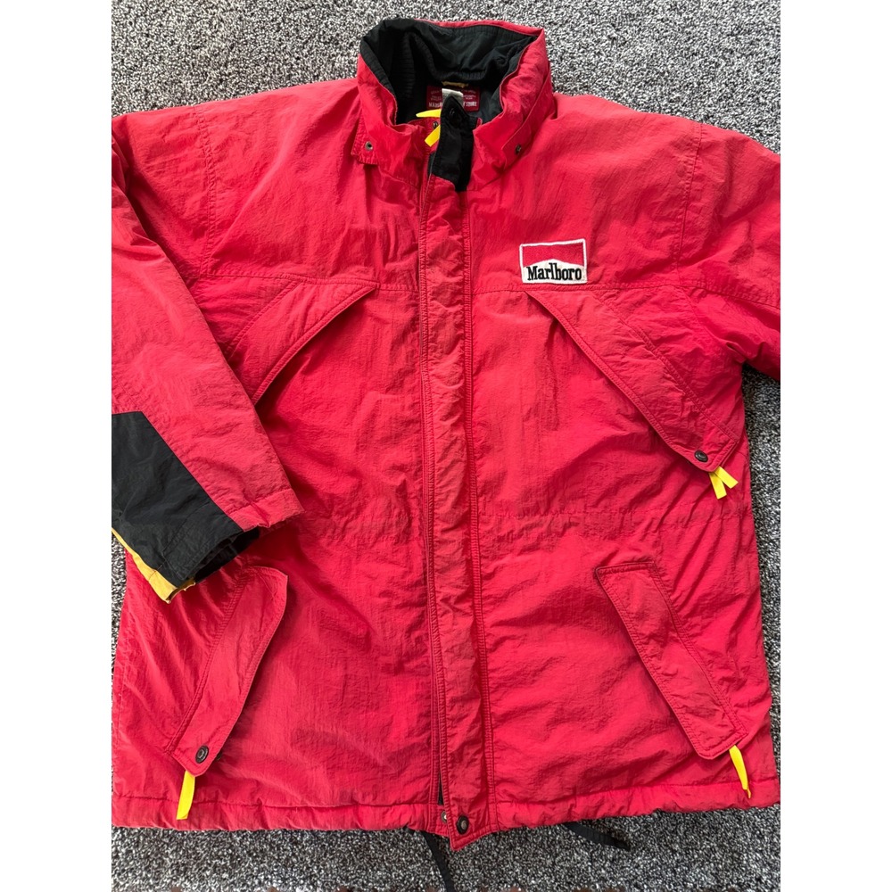 Vintage Marlboro Country Store Red Down Filled Nylon Adventure Jacket XL 75151
